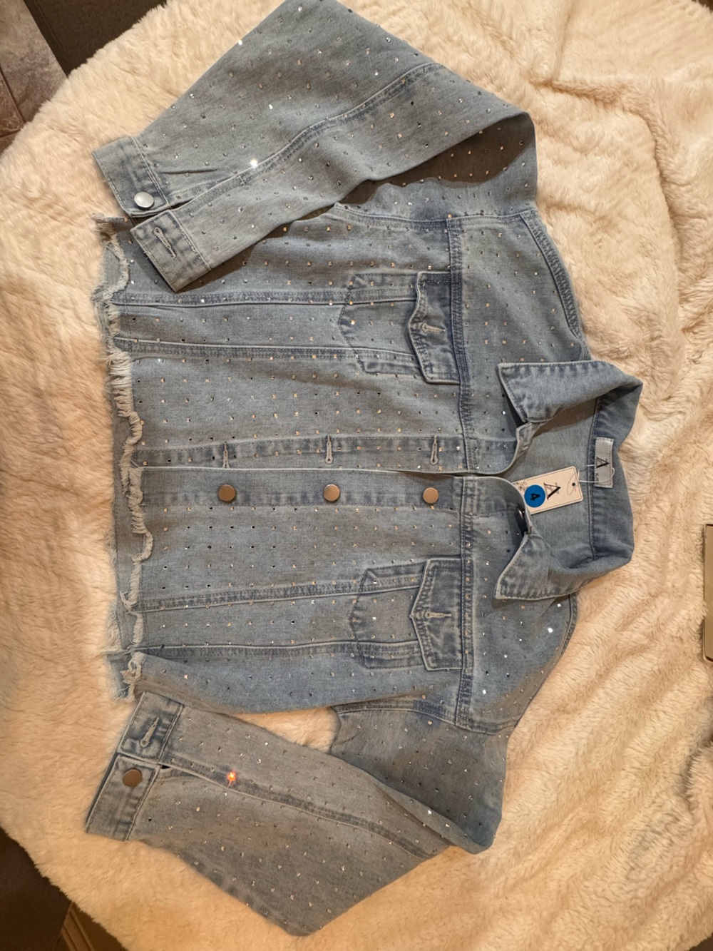 Nordstrom Rhinestone Denim Jean Jacket